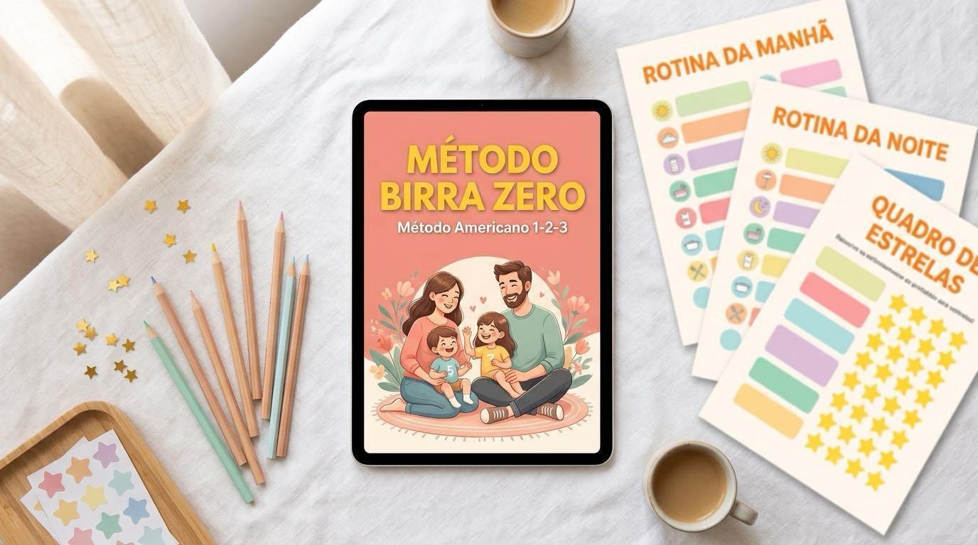 Mockup do material Método Birra Zero — ebook aberto no celular e tablet